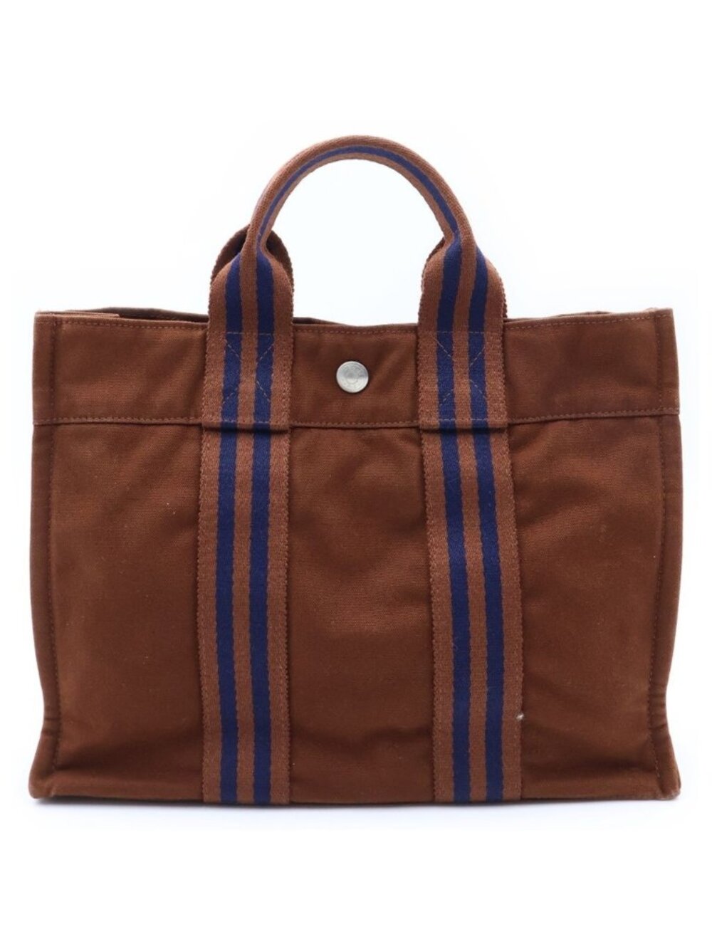 Hermes Fourre Tout PM Canvas Tote Handbag Brown